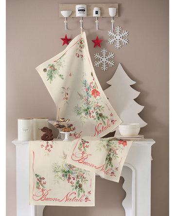 BLUMARINE Pure Linen Tea Towel - Merry Christmas