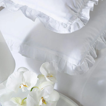 CALEFFI WHITE Percale Sheet Set - White Iris