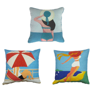 Cotton Cushion Cover with Marine Embroidery - Diana