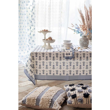 Cotton Tablecloth with Border BLANC MARICLO' - Costa Smeralda