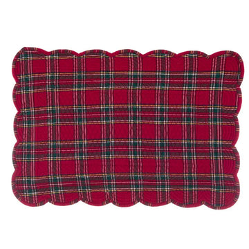 American Quilted Placemat BLANC MARICLO' - Red Tartan