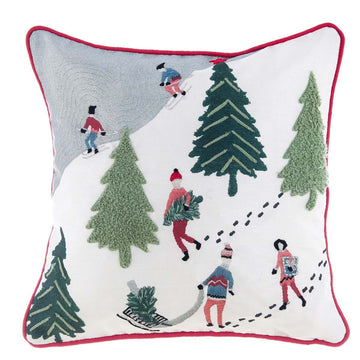 Cushion With Applications and Embroidery BLANC MARICLO' - Sledding 