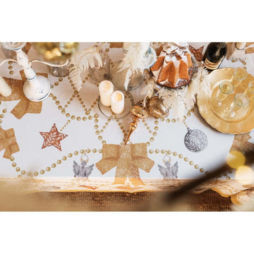 Cotton Tablecloth 160x240 BLANC MARICLO' - Christmas Kaleidoscope