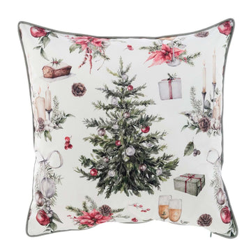 BLANC MARICLO' Printed Velvet Cushion - Christmas Tree 