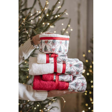 Basket with 3 BLANC MARICLÒ Washcloths - An Italian Christmas