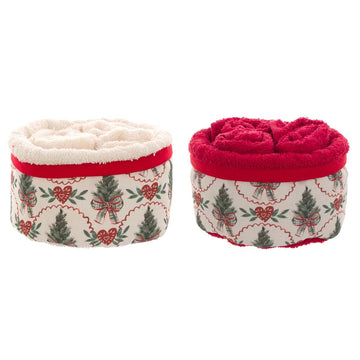 Basket with 3 BLANC MARICLÒ Washcloths - An Italian Christmas