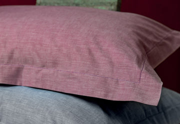 BOSSI Pair of Pillowcases with Three Shuttlecocks and Hemstitch - Melange 