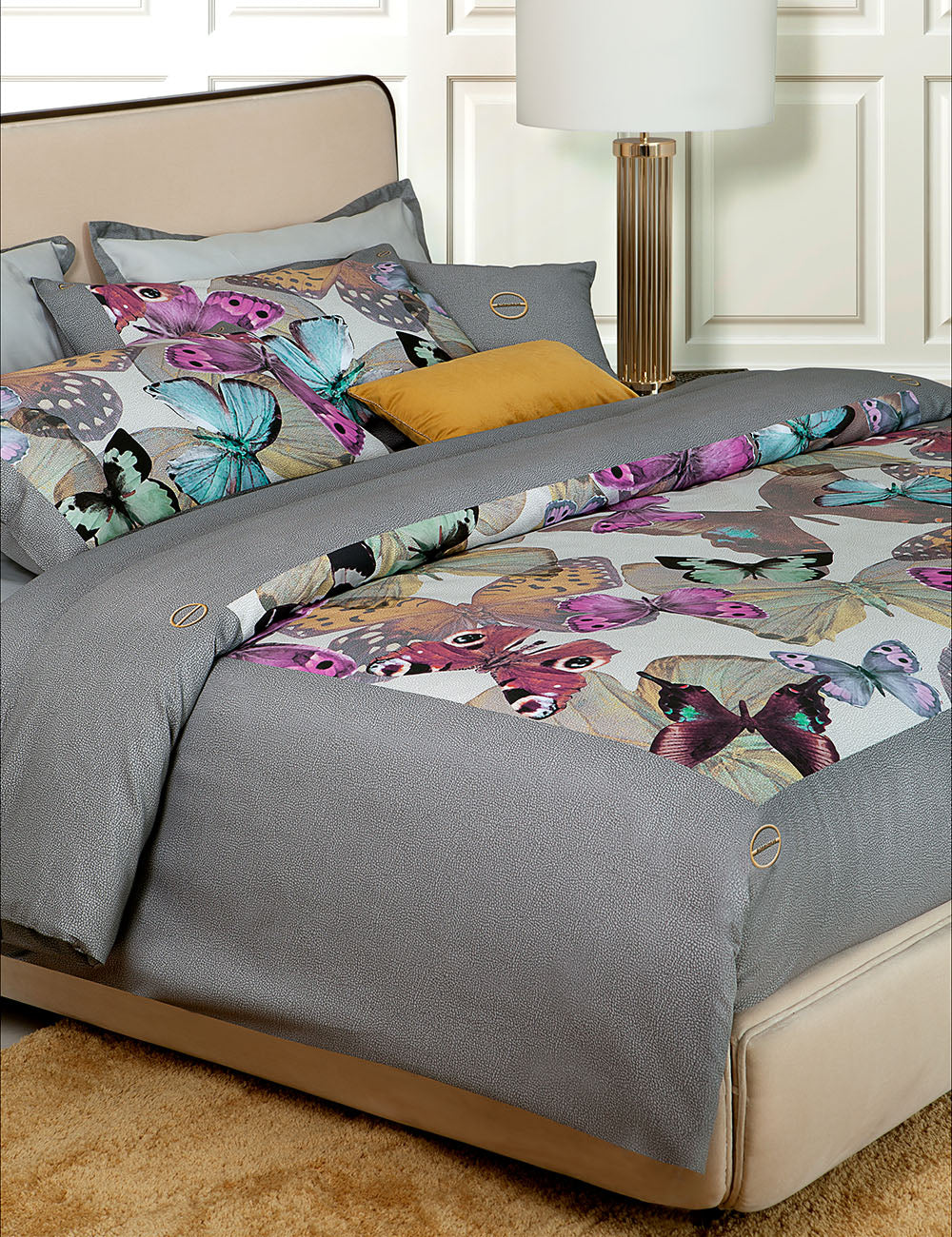 BORBONESE Satin Double Duvet Cover Set - Butterfly