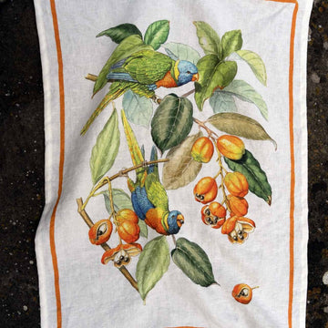 Pure hemp tea towel TUSCAN WEAVING - Orange Macaw