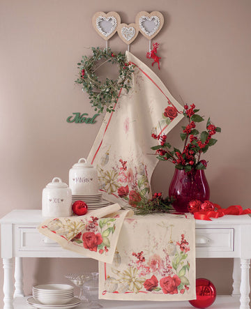 BLUMARINE Pure Linen Tea Towel - Jingle Bells
