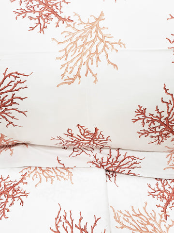 Completo Lenzuola effetto Copriletto MIRABELLO - Coralli Rosso