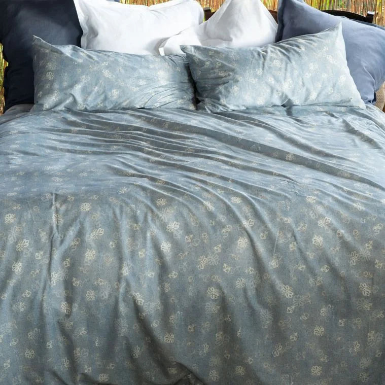 Percale Duvet Cover Set TESSITURA TOSCANA - Denim