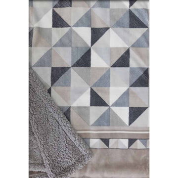Plaid Sherpa Blanket with Print and Velvet Effect - Geometries