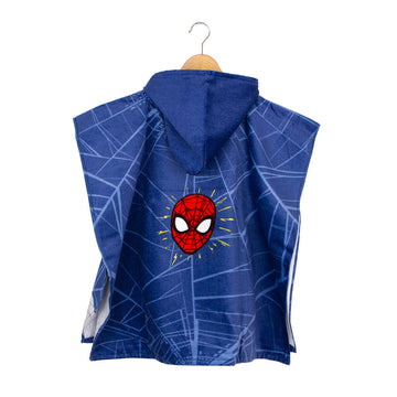 Cotton Terry Poncho Bathrobe for Children - Spiderman