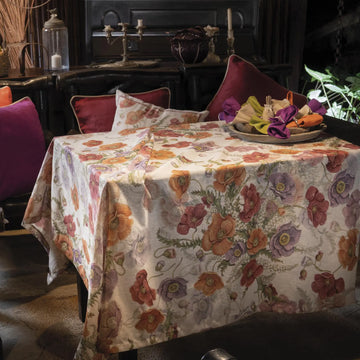 Pure Linen Tablecloth TUSCAN WEAVING - Poppy