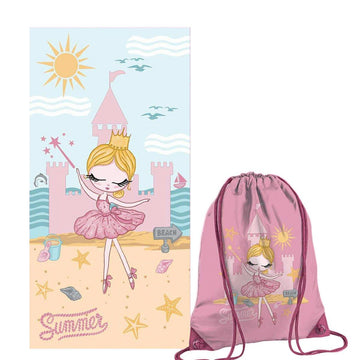 HERMETT baby microfibre beach towel with backpack - Ballerina