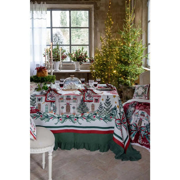 Tovaglia tonda con gala Blanc Mariclo Christmas Poem Collection