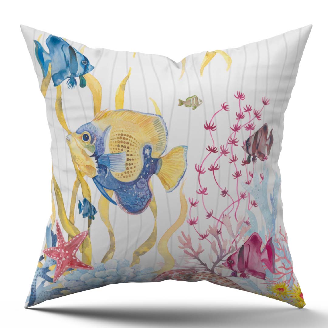 Cotton Pillow Cover with Marine Print - Azores