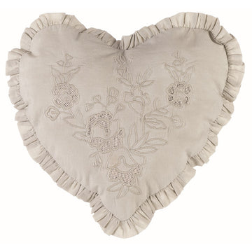 Heart Cushion with BLANC MARICLO' Embroidery - Windsor