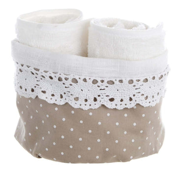 Basket with two BLANC MARICLÒ Washcloths - Polka Dots