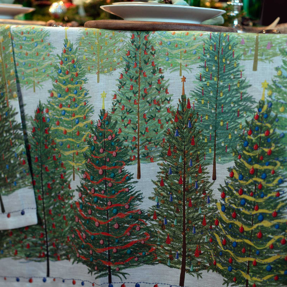 Pure Linen Tablecloth TUSCAN WEAVING - Fairy Trees 