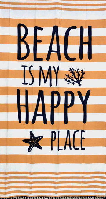 Cotton Fouta beach towel - Beach is my Happy Place