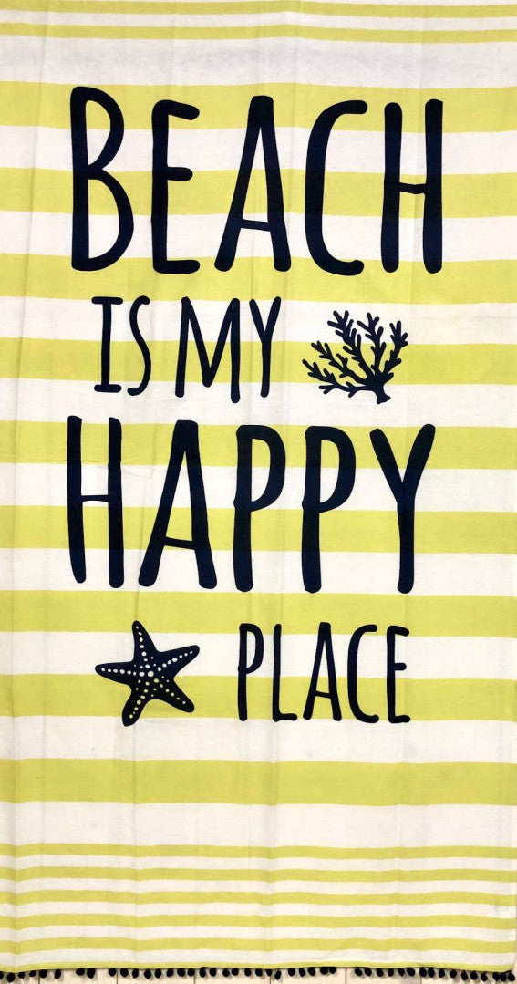 Cotton Fouta beach towel - Beach is my Happy Place