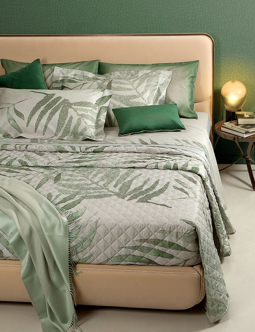 BORBONESE Cotton Satin Double Sheet Set - Eden Salvia