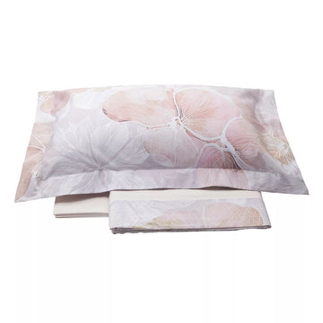 BORBONESE Double Sheet Set in Cotton Satin - Apricot Flower