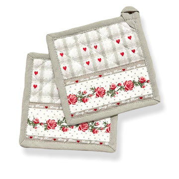Pair of pot holders with border - Rosina