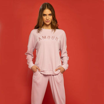 Women's pajamas, tracksuit model, warm fleece cotton NOI DI NOTTE - Mon Amour