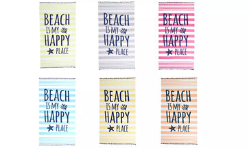 Cotton Fouta beach towel - Beach is my Happy Place