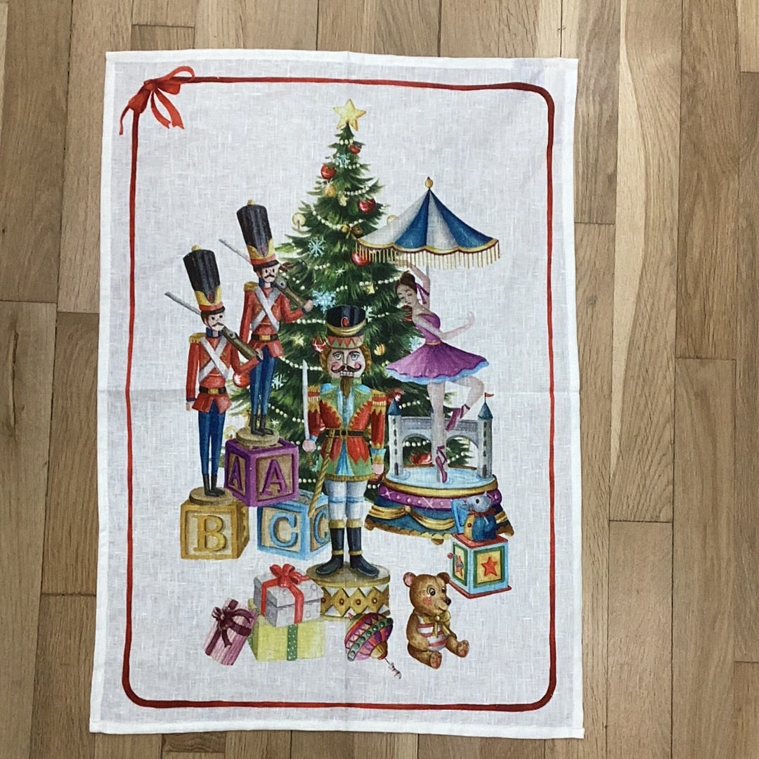 Pure Linen Tea Towel TESSITURA TOSCANA - Nutcracker 