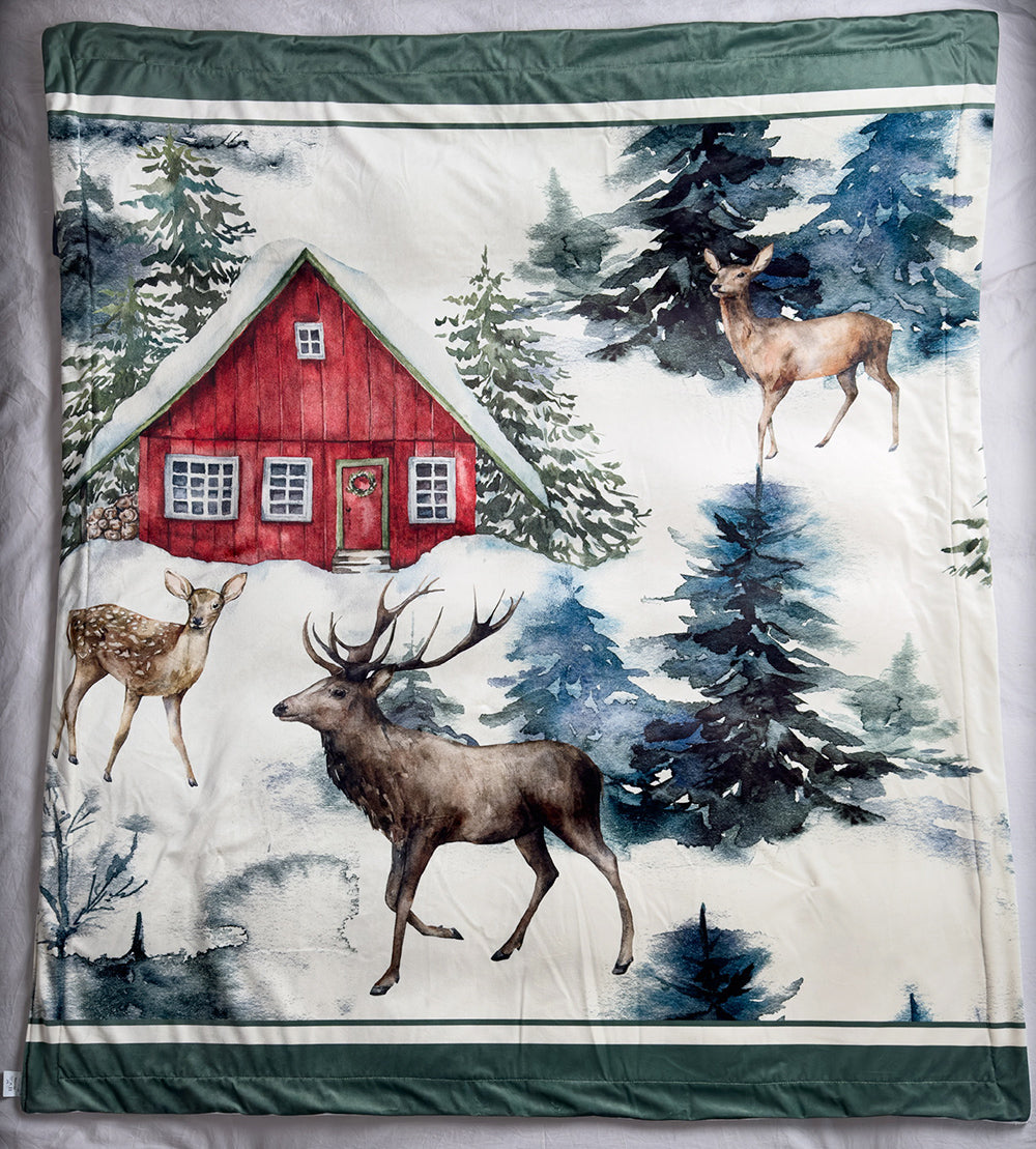 CASA ANVERSA Velvet Plaid Blanket - Christmas Reindeer