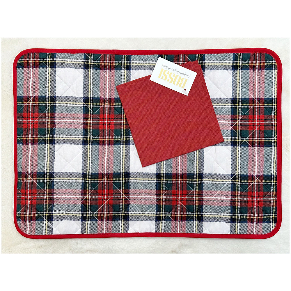 Set Colazione Trapuntato con Tovagliolo BOSSI - Tartan