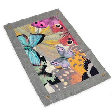 BORBONESE Cotton and Digital Print Kitchen Towel - Butterfly Grey