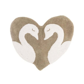 BLANC MARICLO' Heart-Shaped Rug - Swan in love